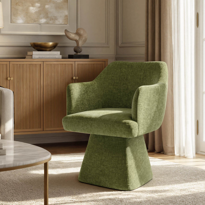 Chaise pivotante en tonneau avec accoudoirs, Vert