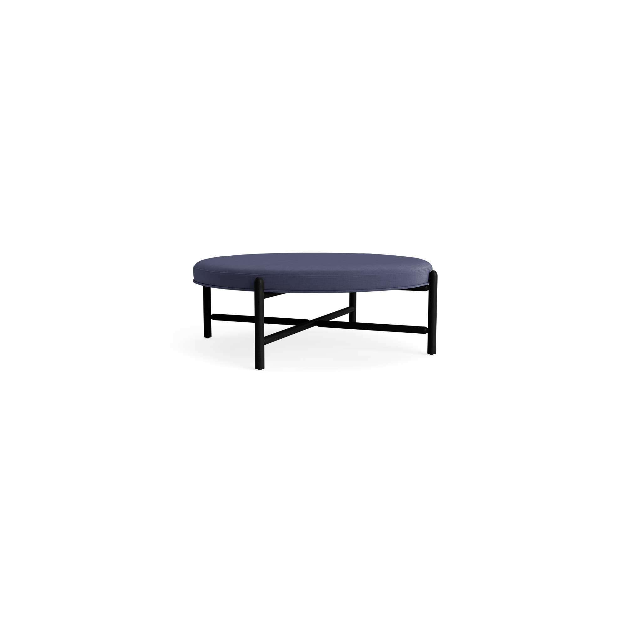 Vane 48" Round Ottoman, Navy, Black