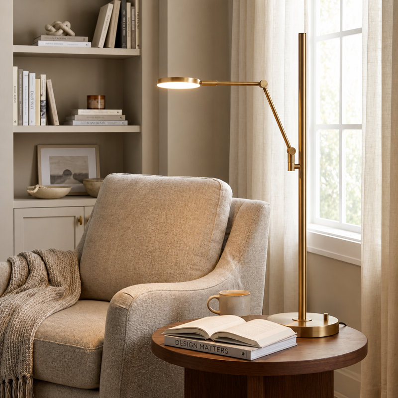 39" Metal Table Lamp With Gold Shade