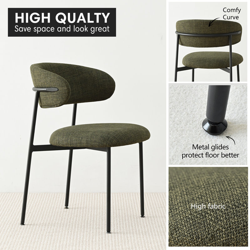 Chaise rembourrée avec pieds en métal, Vert