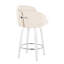 Tabouret de comptoir à hauteur fixe avec pivot en bois blanc et similicuir avec repose-pieds rond chromé - ensemble de 2-537095723