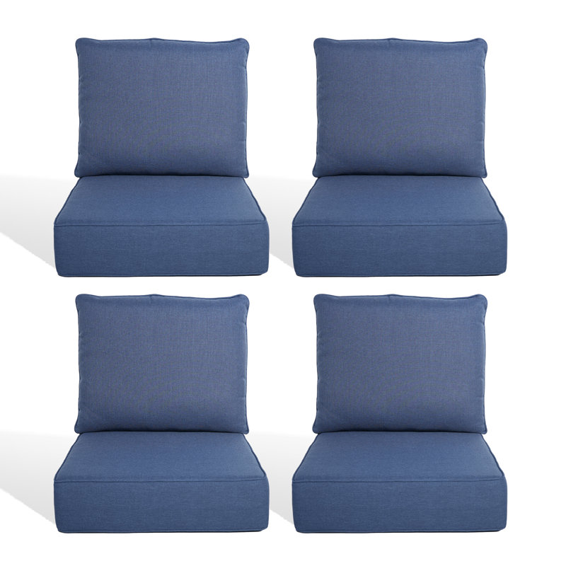 6" Outdoor Cushions For Patio Furniture, 22X24x6 Thick Seat Cushion Set Of 4, Fade Resistant Couch Chair Replacement Cushions High Density Deep Wicker Chair Cushion W/Removable Cover