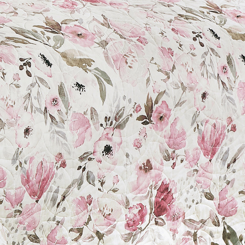 Ensemble de couvre-lit 3 pièces en microfibre imprimée - literie à motif floral élégant en microfibre douce, Rose