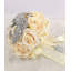Bouquet de mariée roses en soie artificielle avec rubans et strass -61924075