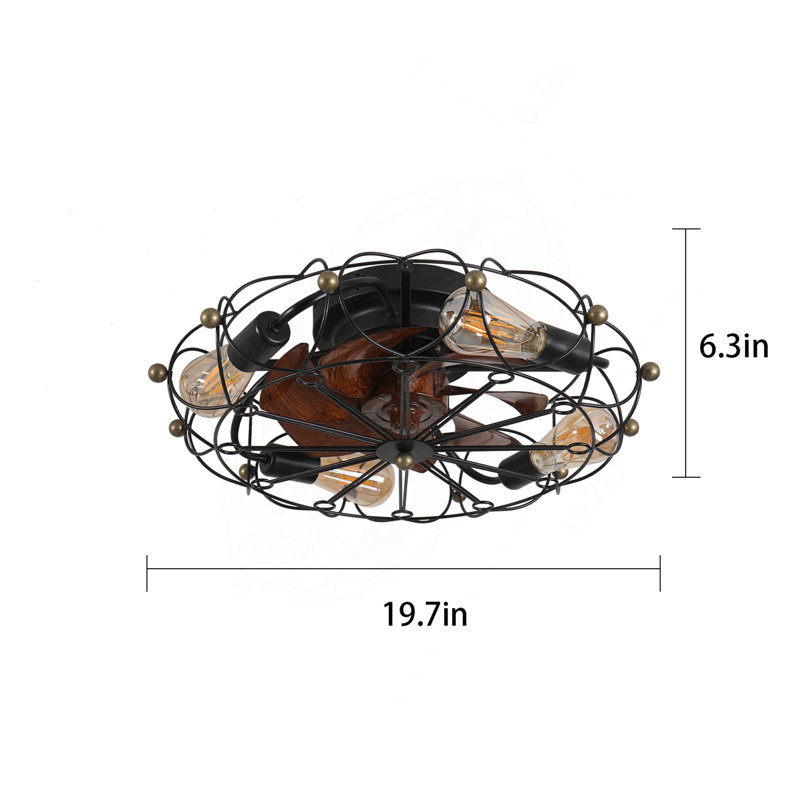 Ventilateur de plafond à profil bas avec télécommande et lumières, ventilateur de plafond industriel moderne intégré