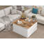 Table basse 31,5 "Farmhouse, table centrale carrée en bois avec plateau relevable à charnières, table de cocktail rustique avec grand rangement dissimulé pour le salon - blanc