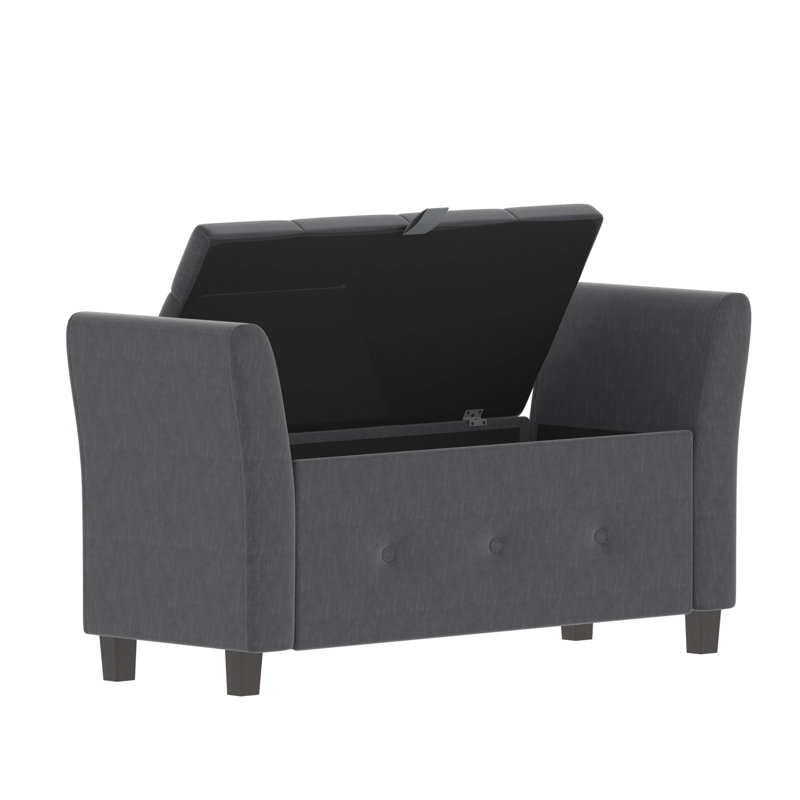 Charlotte Upholstered Storage Ottoman, Toy Storage, Stool, Seat, UKFR Certified, Dark Grey