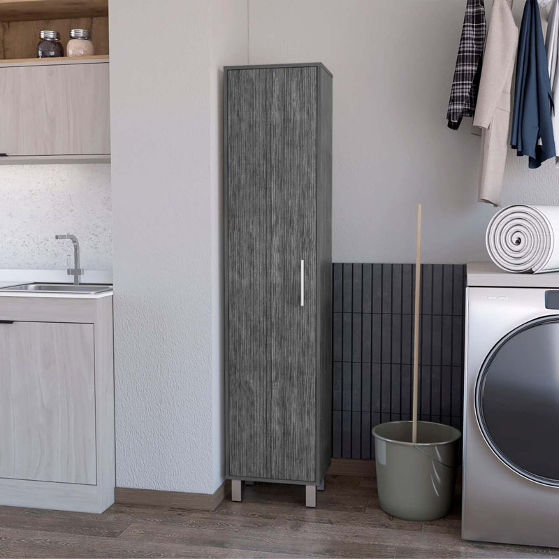 Armoire de rangement moderne à 3 balais Brett, Gris foncé