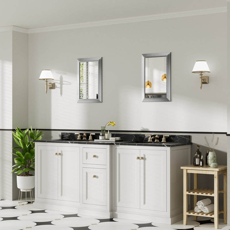Miroirs de salle de bain modernes et contemporains en métal biseauté rectangulaire / carré avec verre trempé HD