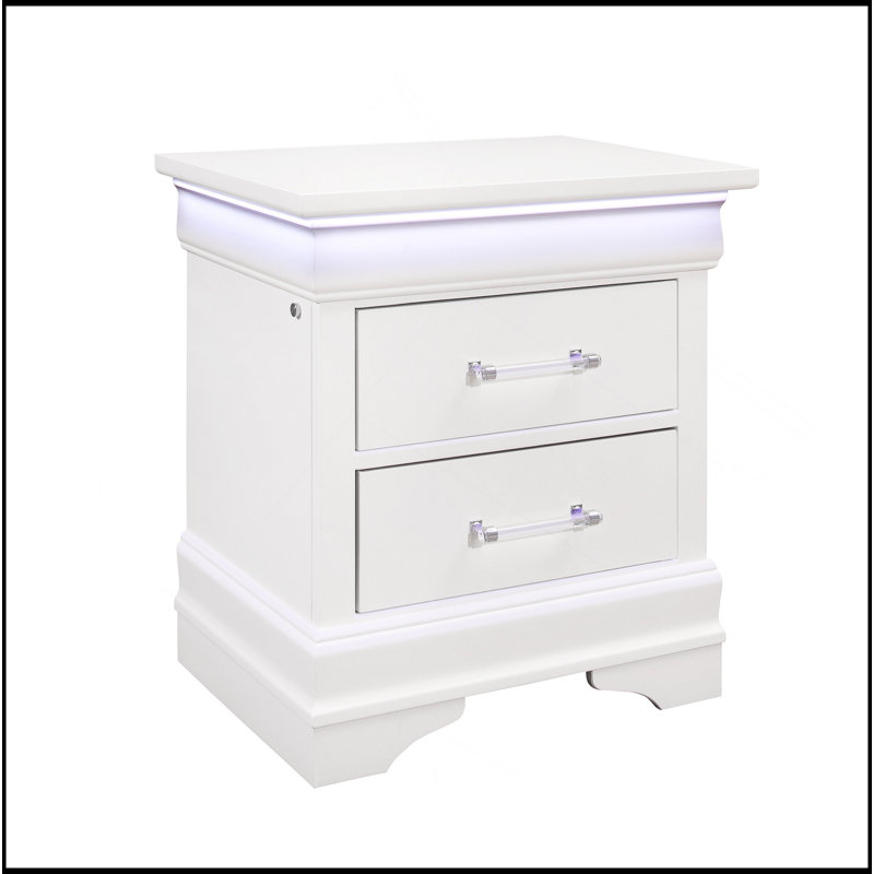 Table de chevet avec DEL, Blanc
