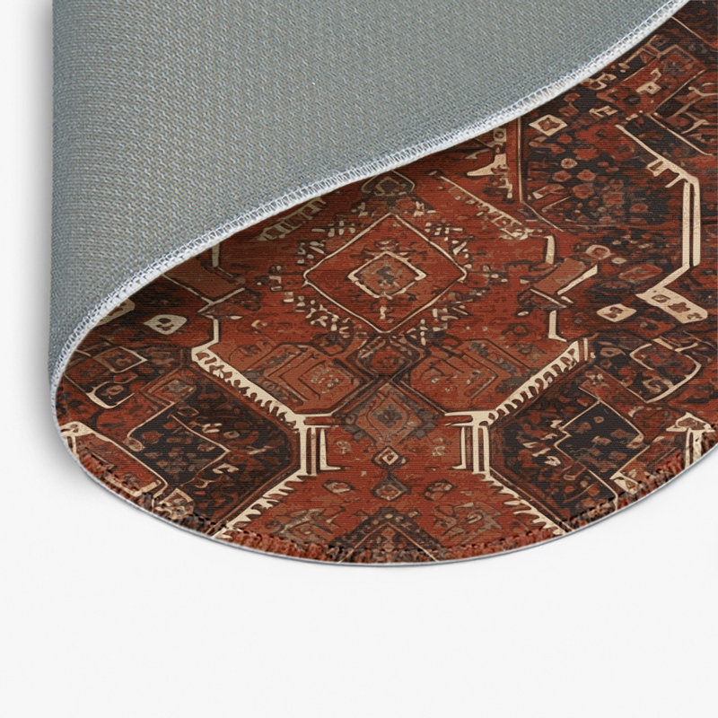 Tapis turc intérieur et extérieur brun, Rond 5 pi