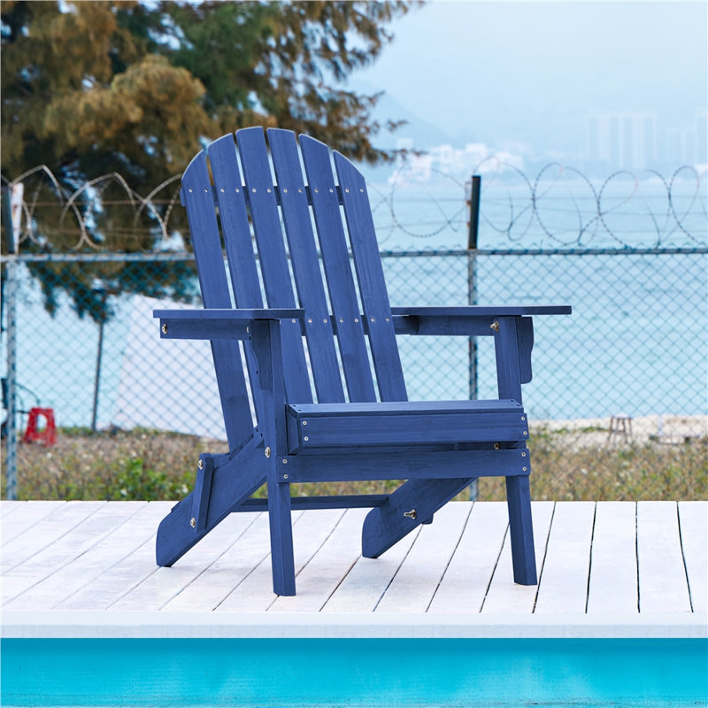 Akeley Fir Foldable Outdoor Adirondack Chair, Blue
