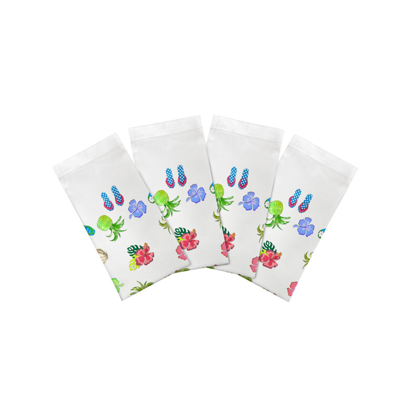 Hiver en serviettes de table en satin de coton Florida, Blanc