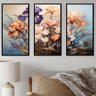 Purple And Peach Irises Timeless Charm - Irises Wall Decor Set
