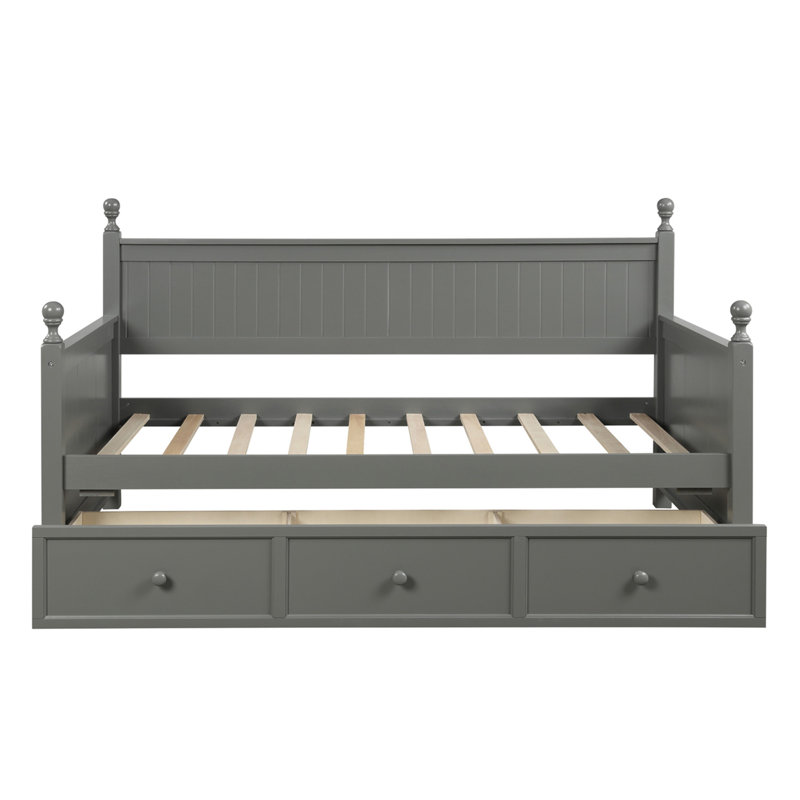 Wood Daybed With Three Drawers, Twin Size, No Box Spring Needed, Ideal For Comfort And Storage, Gray