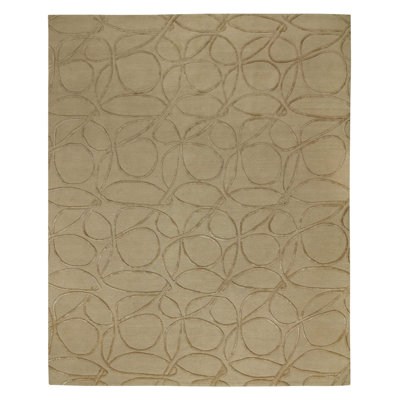 Clover Geometric Hand-Knotted Wool/Silk Beige/Neutral Area Rug
