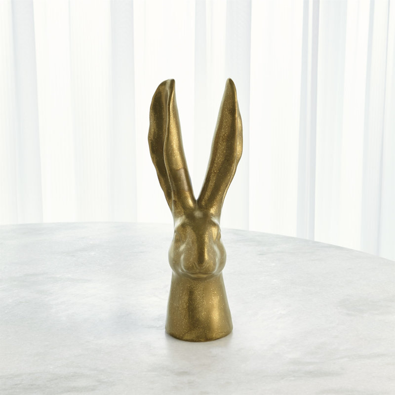 Rabbit Figurine, 12.5" H x 5" W x 4.5" D, Matte Silver