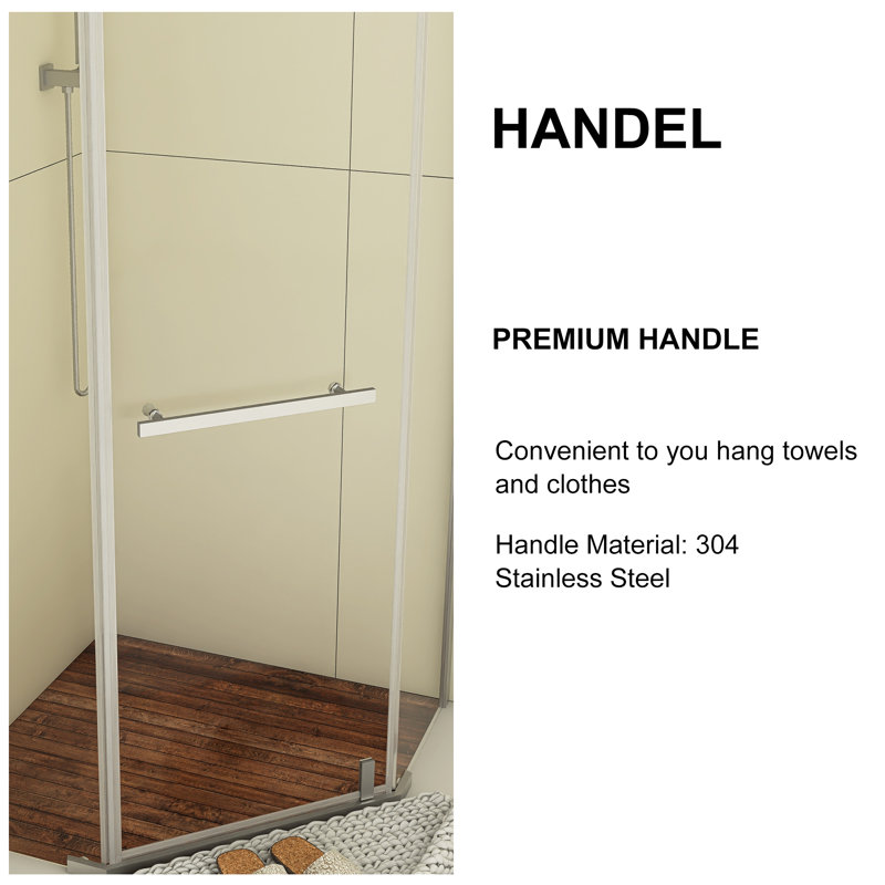 36" x 72" Chrome Neo-Angle Pivot Semi-Frameless Shower Enclosure