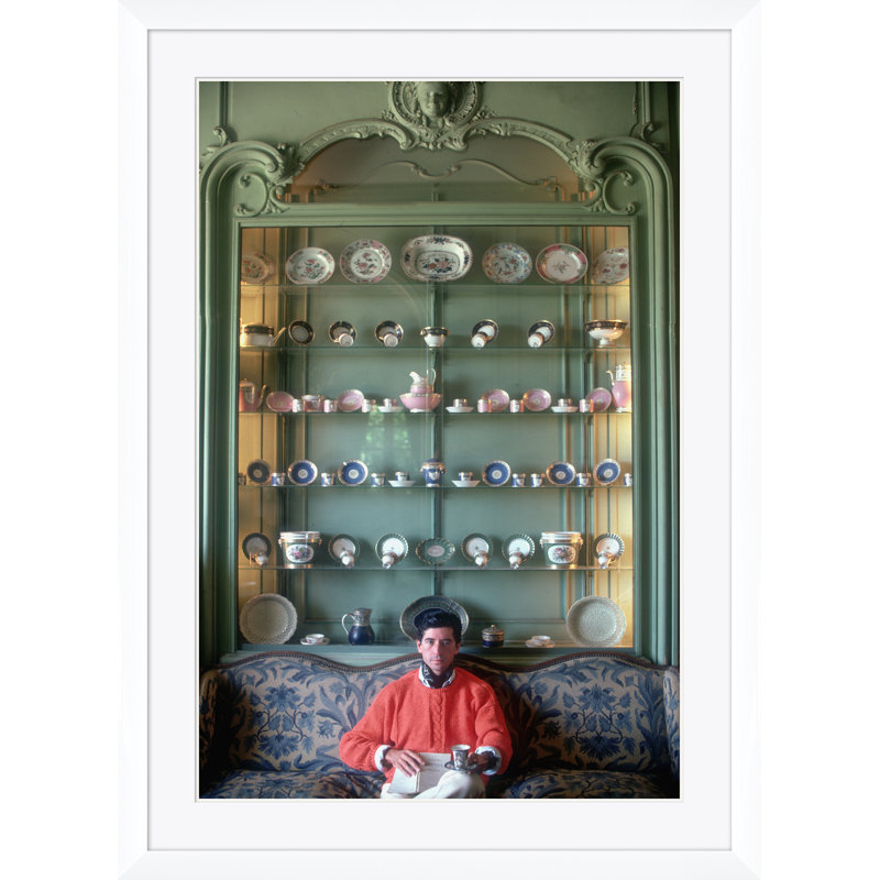 Comte D'Arcangues Print by Slim Aarons, White Single Picture Framed, 41" H x 30" W x 1.5" D