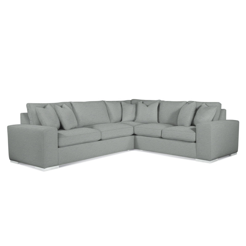 Memphis Sectional, Frost White, Right Hand Facing, Brown Geometric, 0456-33