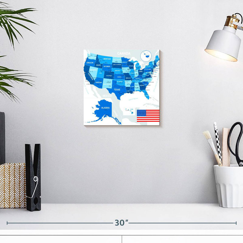 American Territories Map, 10" H x 10" W