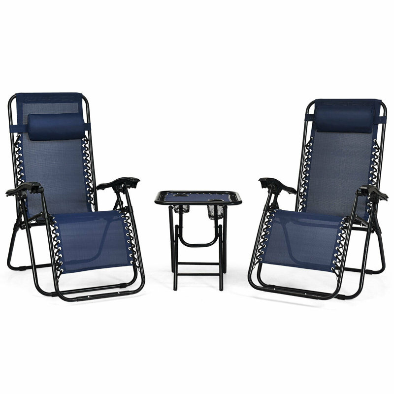 Clemente 33" Long Reclining Zero Gravity and Table, Navy