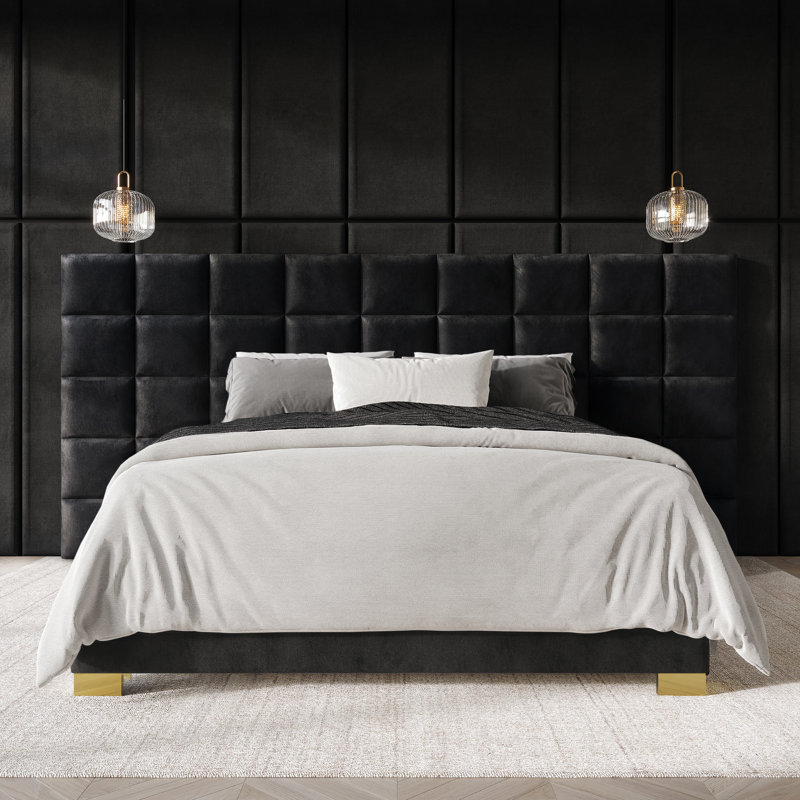 Caryll Upholstered Unfinished Standard Bed, King, Black