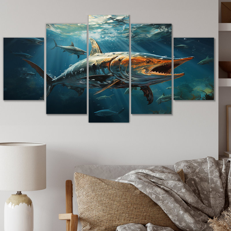 Fishing Majestic Marlins Jumping III Sports Wall Decor on Metal