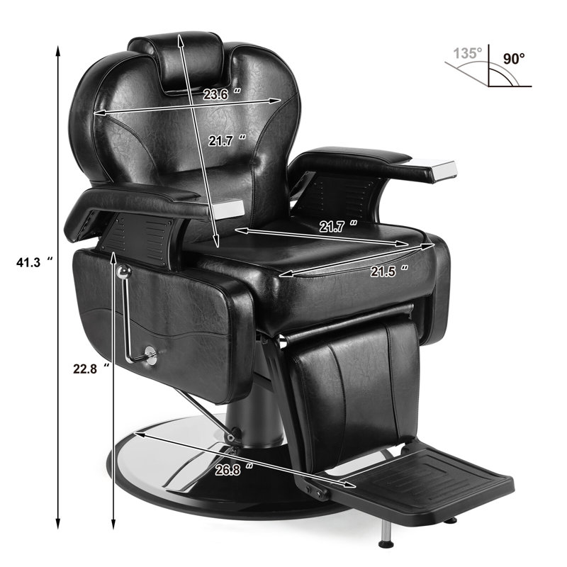 Fauteuil de barbier à hauteur réglable noir