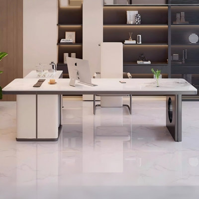 62.99"High-end white granite slab tea table for office use and tea brewing