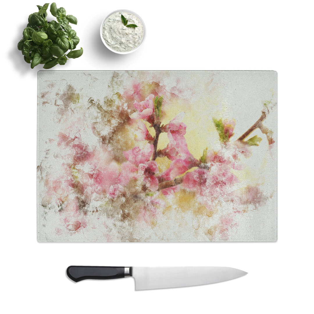 Cherry Blossom Flowers Watercolour Chopping Board