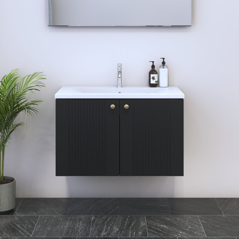 Borneo 31.9" 04 Bathroom Black Vanity, Black