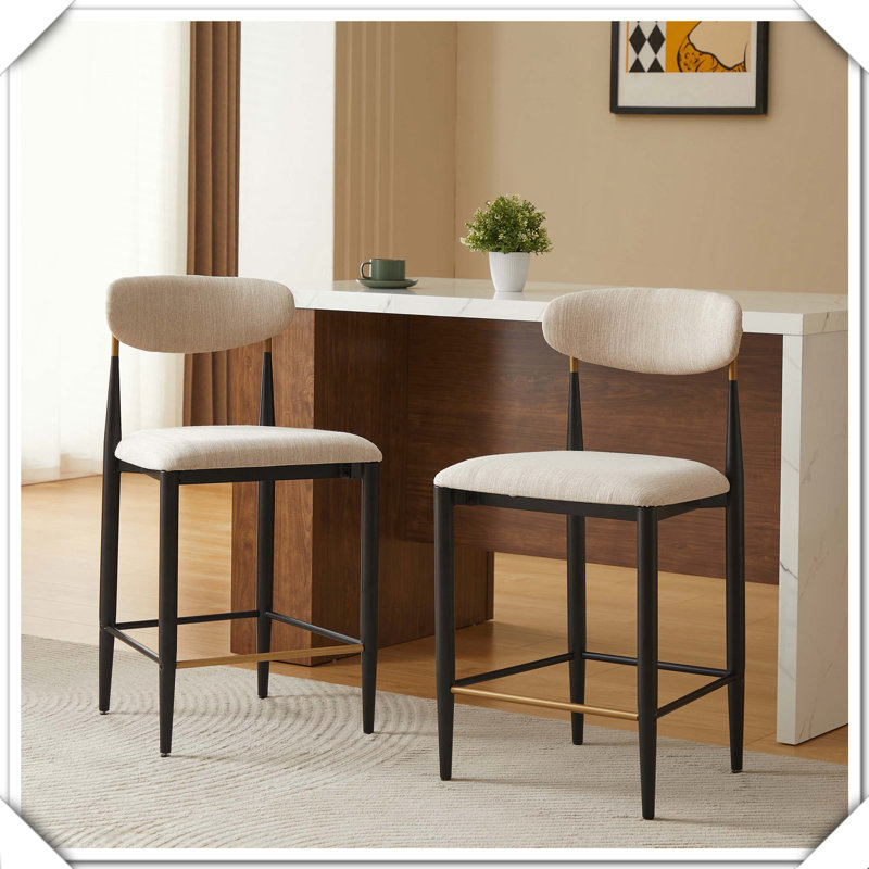 Ensemble de 2 tabourets de comptoir sans accoudoirs Robuste, durable, élégant, pratique, compact et fonctionnel, Noir
