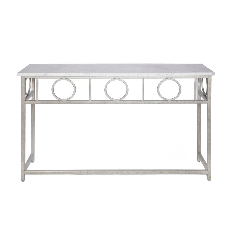 Hampton Console Table, Royal Silver, Carrera Marble