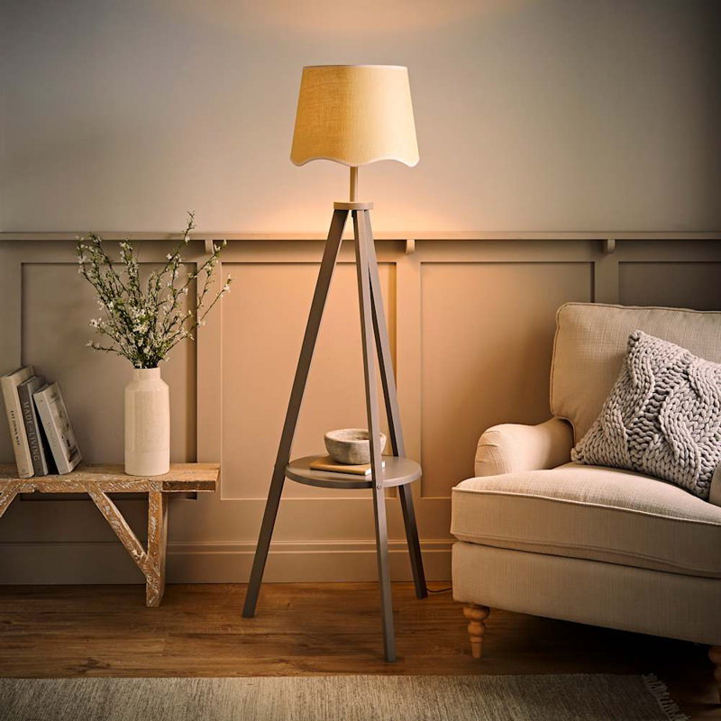Ryelan 151cm Tripod Floor Lamp, Natural, No, Grey