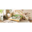 Lit simple en bois dans une cabane dans un arbre avec rails à coussin souple, pour enfants, adolescents, filles, garçons, vert