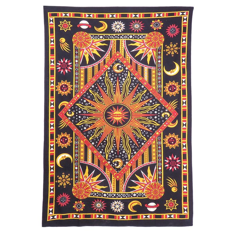 Tapisserie bohémienne en coton, Noir / rouille