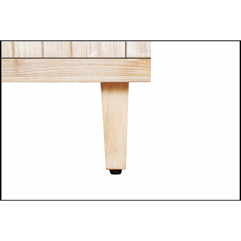 Buffet 59 po 59 po Farmhouse, Blanc antique / bois naturel délavé