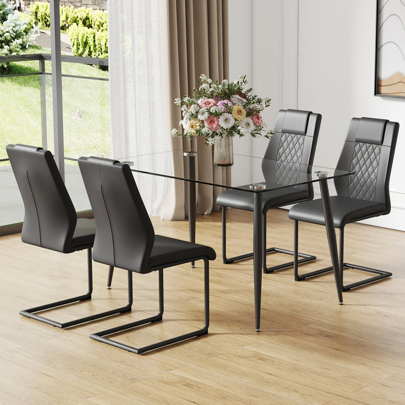 Bartlesville Rectangular Dining Table, 30"H x 71"L x 35.4"W, Black