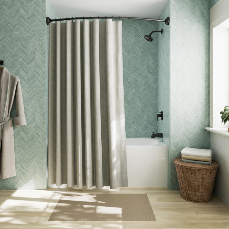 Tringle à rideau de douche incurvée 35-82 po (2,9 à 6,8 pi), tringle de douche arrondie antirouille noir mat pour baignoire de salle de bain, tringle de douche arquée réglable, ne rouille jamais | Espace supplémentaire | Antidérapant | Extensible | Nécessaire de percer