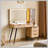 Vanity Desk with Mirror and Lights, Makeup Vanity Desk with Power Outlet, 5 Drawers & Storage Shelves, Adjustable Brightness Dressing Table Set for Bedroom-1221296534