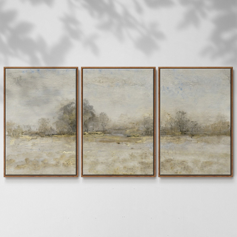 «Late Harvest II», reproduction sur toile 3 pièces, H 40 po x l 78 po x P 2 po, Noyer