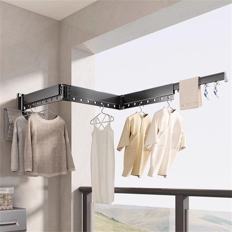 Portant à vêtements compact rétractable Aerowing, H 5,9 po x l 65,56 po x P 16,14 po