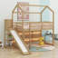 Lit mezzanine en bois avec glissade, tablettes de rangement et rampe d'escalade-182024994
