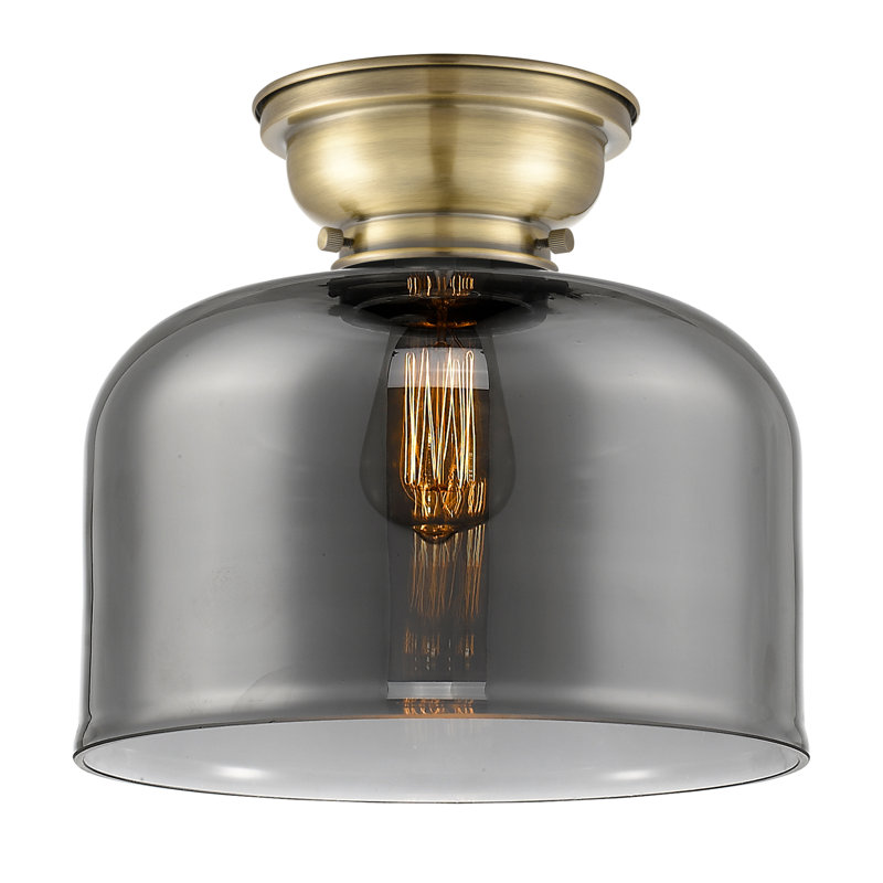 Plafonnier encastré 12 lumières 1 lumière Donaldson, Laiton antique, Plaqué couleur fumée, Ampoule à DEL rétro de 6 watts