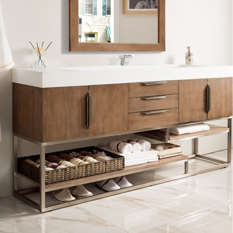 Columbia 72'' W Single Vanity, Glossy White, Dusk Gray, Brushed Nickel