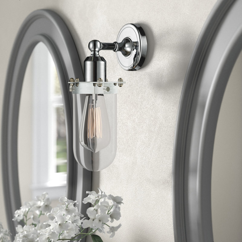 Clymer Armed Sconce, Clear, Polished Chrome