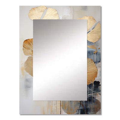 Modern Golden Beige Plam Tree I - Large Wall Mirror On Metal