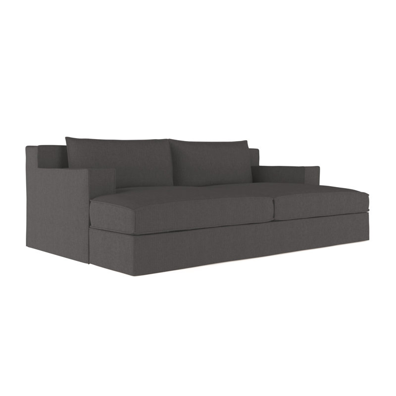 Mulberry Square Track-Arm Daybed with Flange Seam, Vintage Leather Pumice, Weathered