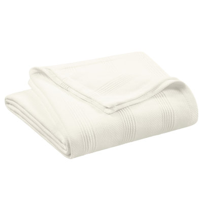Vellux 100% Cotton Blanket - Soft, Breathable, Cozy & Lightweight Thermal Blanket All-Season Blanket Perfect for Layering Bed, Couch & Sofa - Hotel Quality